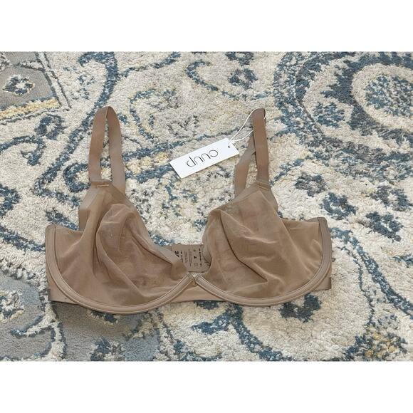 NWT CUUP 32G The Plunge Mesh Taupe Sheer Underwire Bra - Picture 1 of 5